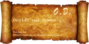 Oszlányi Domos névjegykártya
